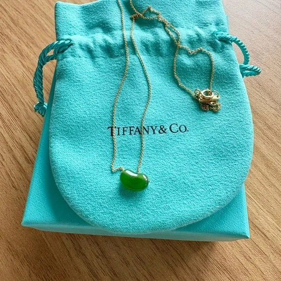 Tiffany & Co. Green and Gold Necklace with Heart Pendant